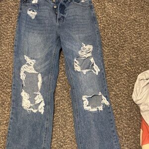 KanCan Distressed Boyfriend Jeans in Blue